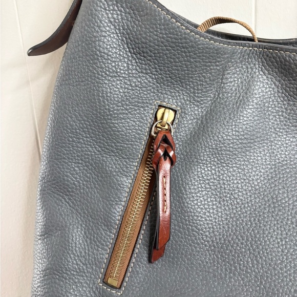 Dooney And Bourke Cooper Hobo Leather Shoulder bag grey brown - Picture 3 of 11
